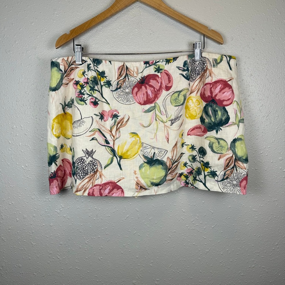 Abercrombie & Fitch XL Linen Skort Mini Skirt Tomato Fruit Print Artistic Boho